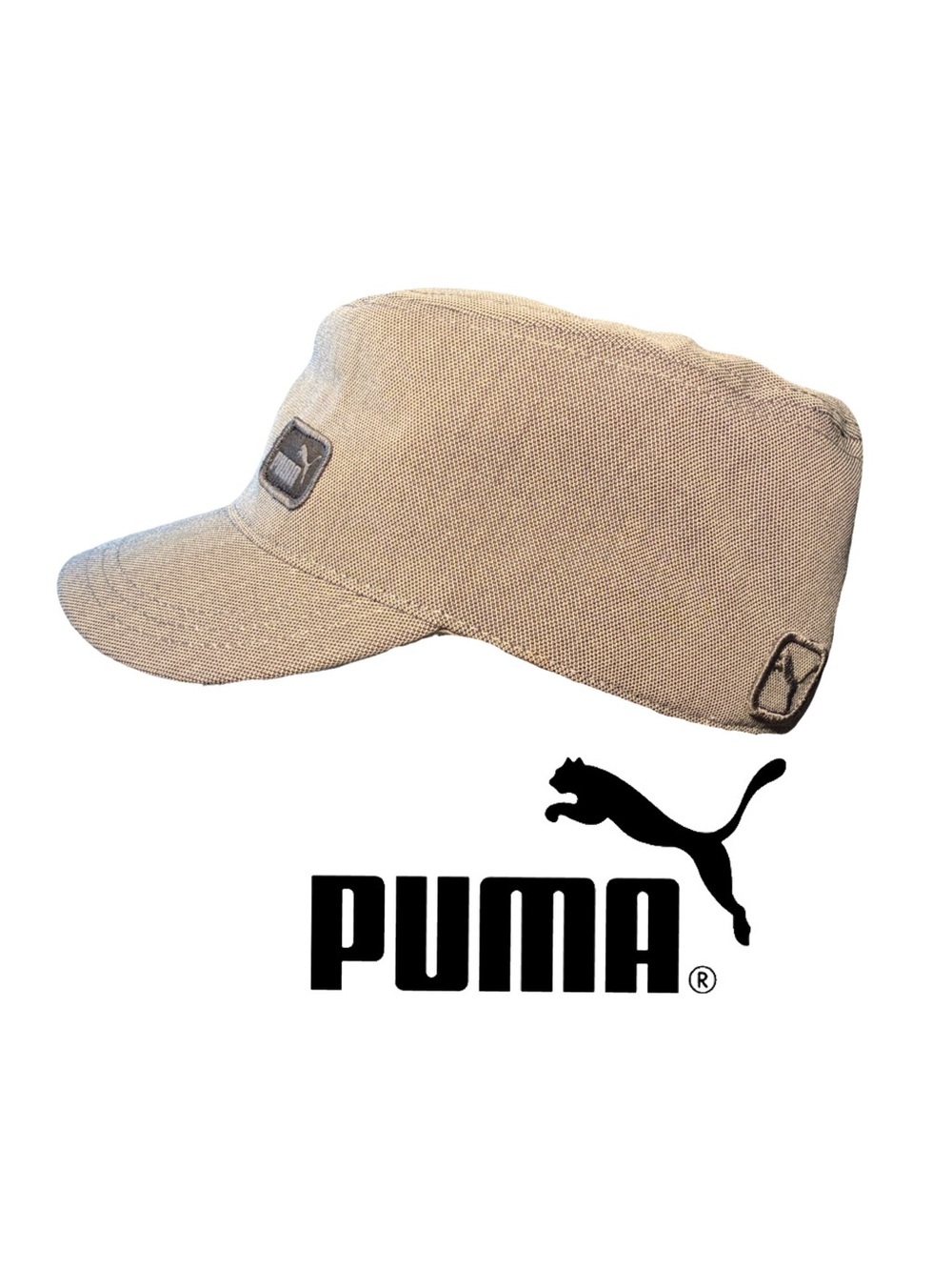 Puma Men's Grey Military-Style Cap with Logo Patch